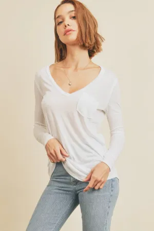 Long Sleeve Pocket Tee Ivory