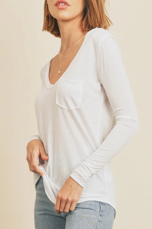 Long Sleeve Pocket Tee Ivory