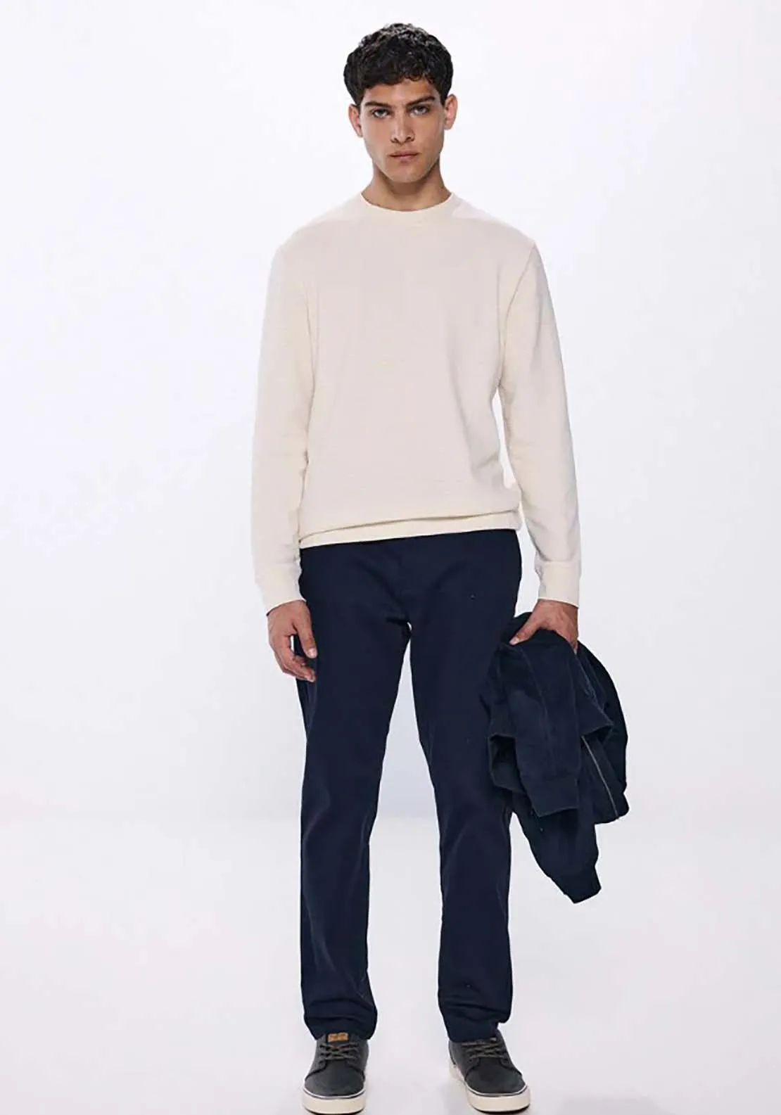 Long Sleeve T-Shirt With Cuffs - White