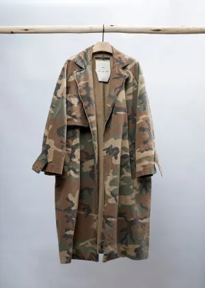 Long Trench Coat - Washed Camouflage (Green) Archive