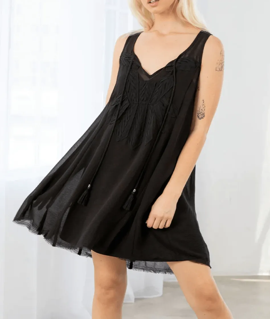 LS 72359WL Sheer Chiffon Sleeveless Tank Mini Dress