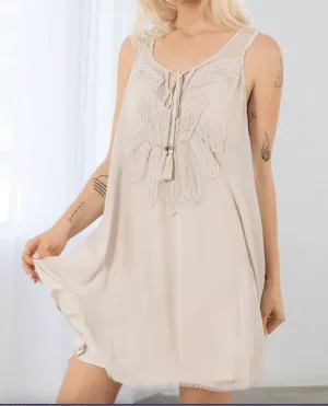LS 72359WL Sheer Chiffon Sleeveless Tank Mini Dress