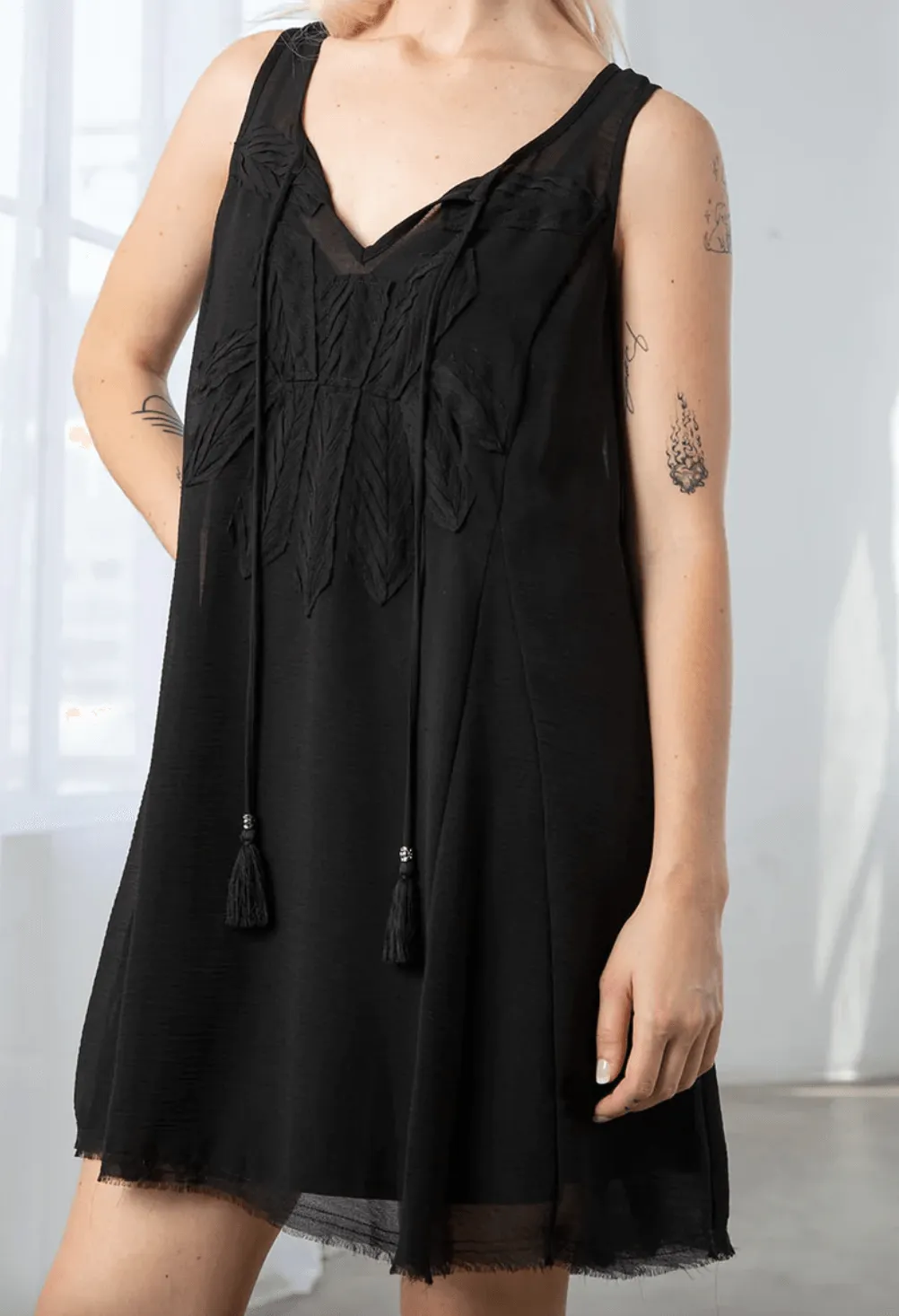 LS 72359WL Sheer Chiffon Sleeveless Tank Mini Dress
