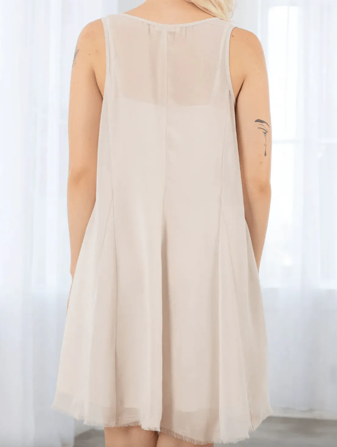 LS 72359WL Sheer Chiffon Sleeveless Tank Mini Dress