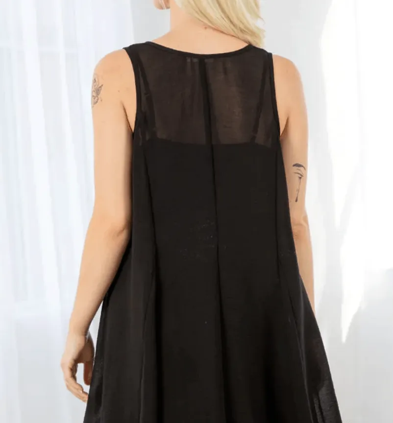 LS 72359WL Sheer Chiffon Sleeveless Tank Mini Dress