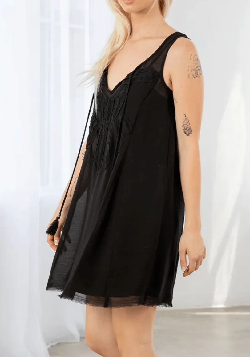 LS 72359WL Sheer Chiffon Sleeveless Tank Mini Dress