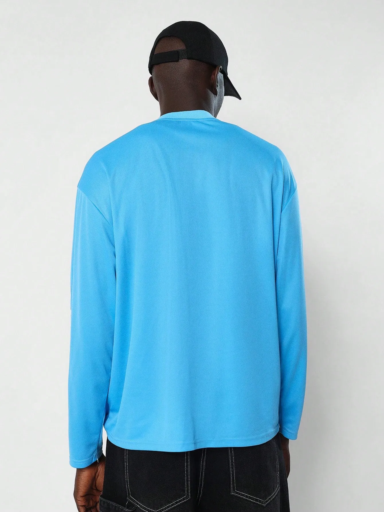 LS Hockey Tee With Sleeve Flame & Number Graphic Print, Embroidered Letter