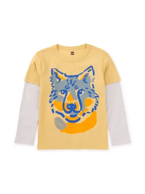 L/S Layer Sleeve Tee, Wolf Face