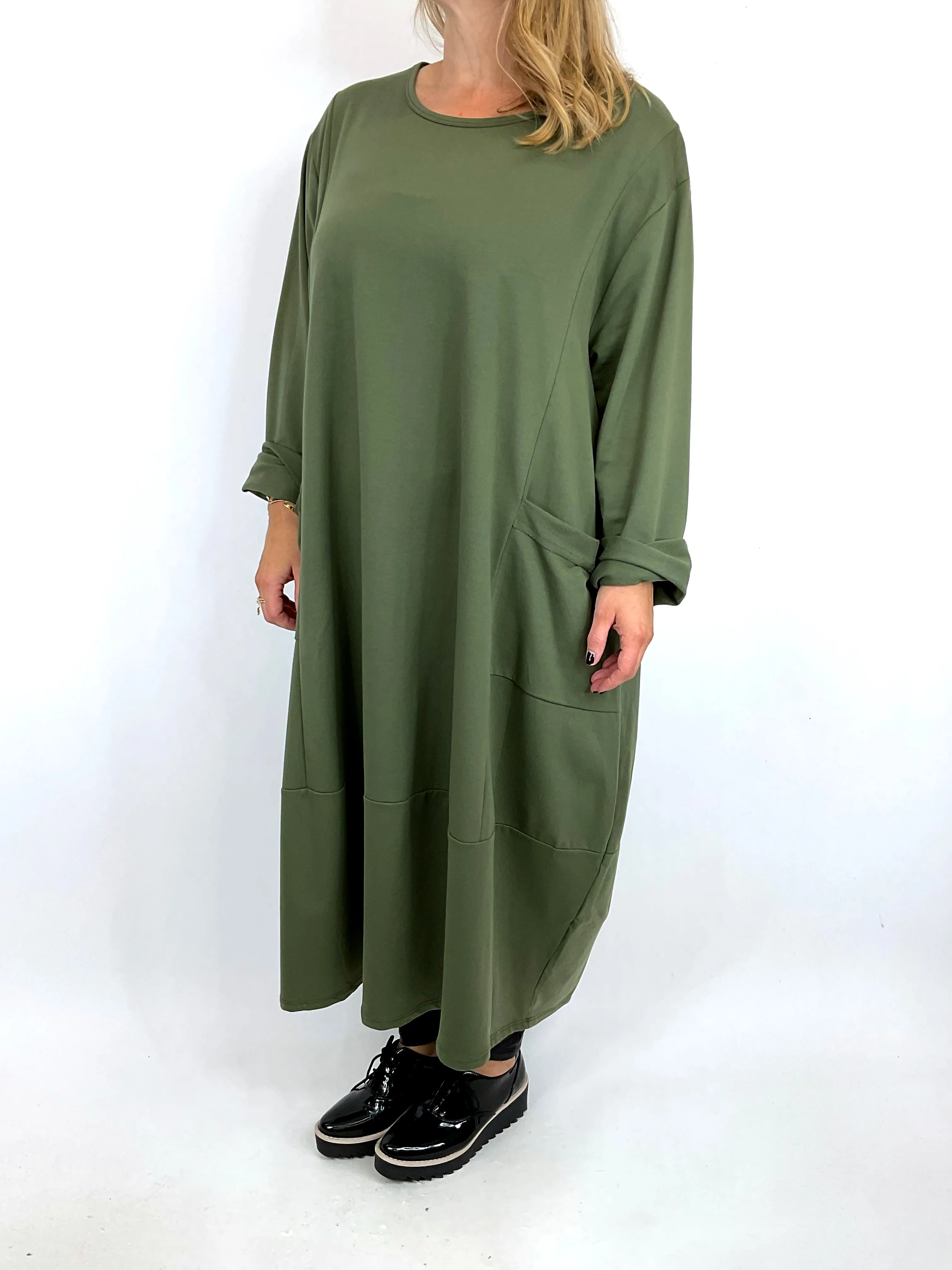 Made in Italy Lagenlook Gina Pocket Tunic in Olive Green. 6562
