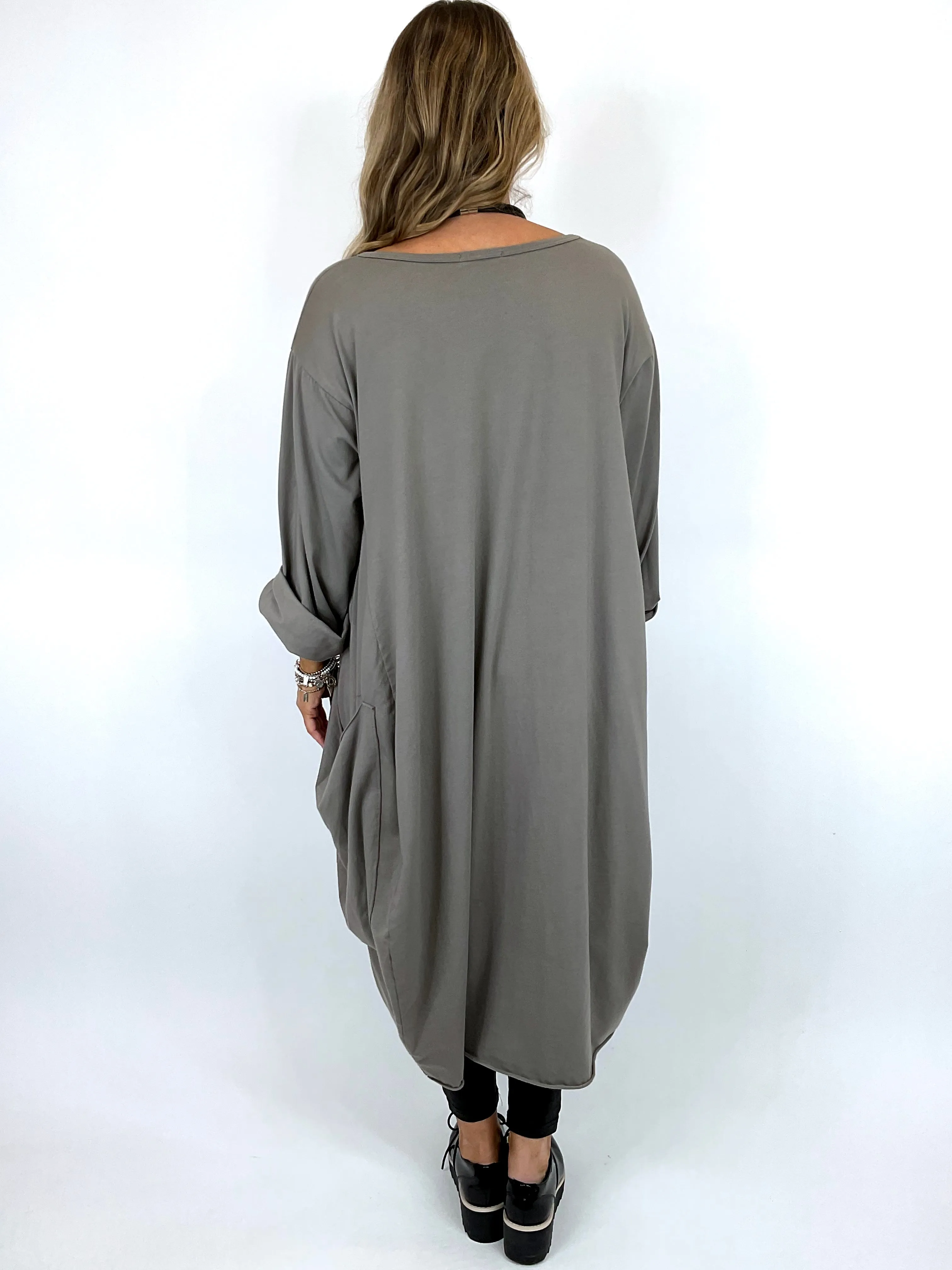 Made in Italy Lagenlook Martha Pocket Tunic in Mocha. Code 9904