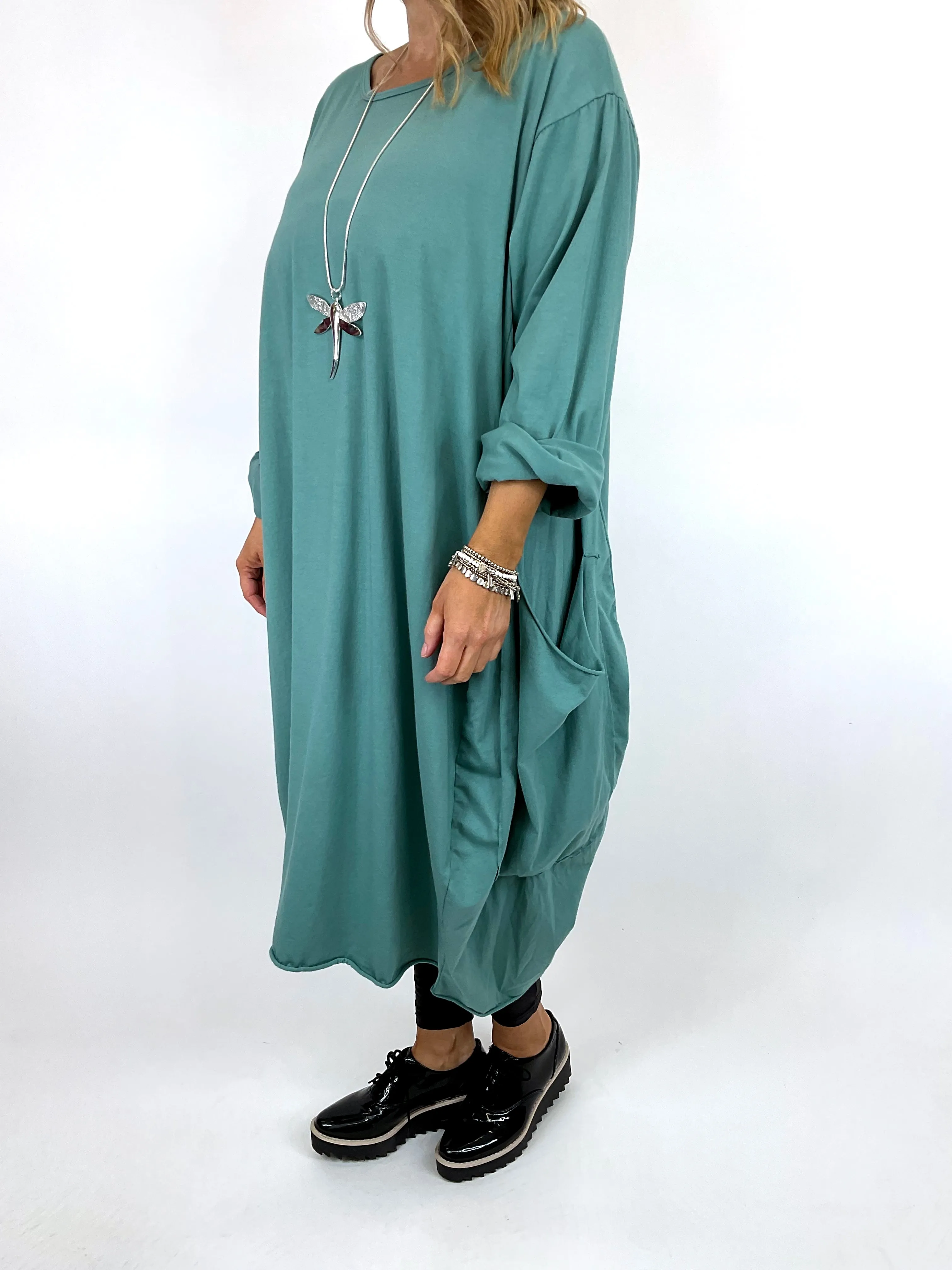 Made in Italy Lagenlook Martha Pocket Tunic in Sage Green. Code 9904
