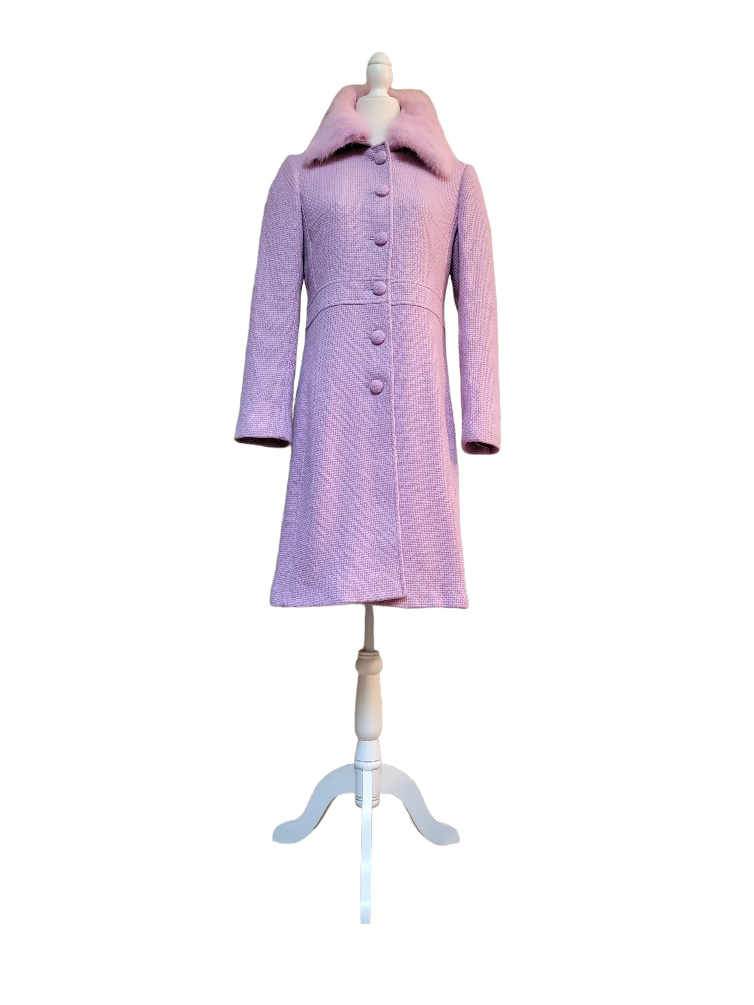 Marciano Wool Coat with Removable Rabbit Fur Collar Medium