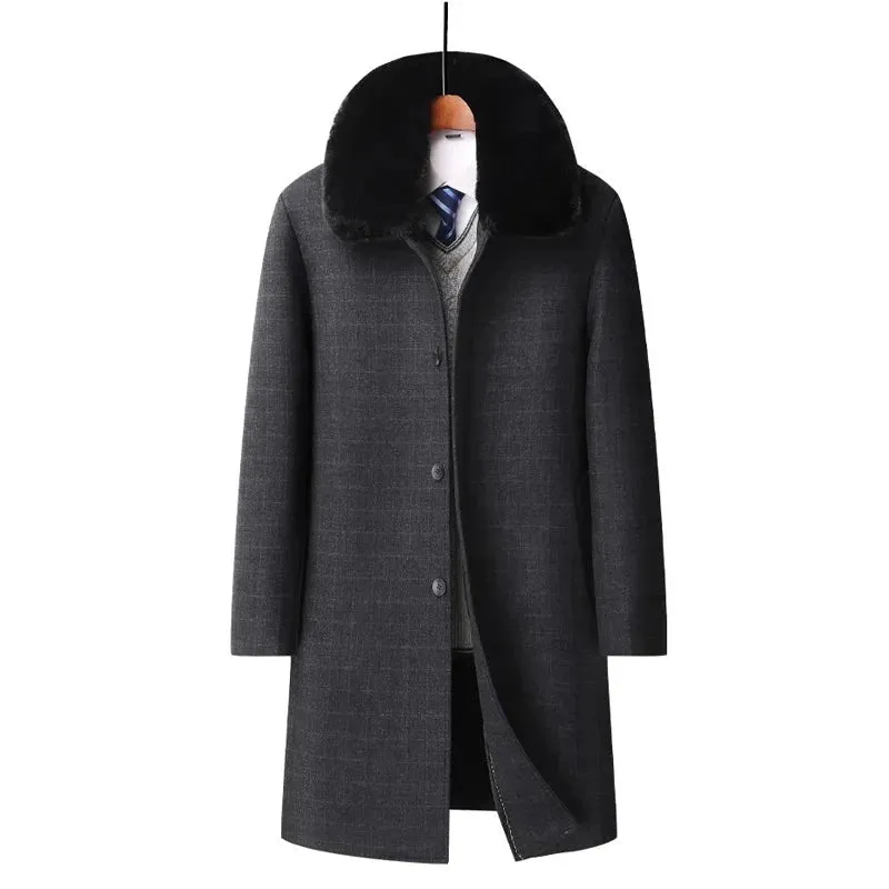 Men Casual Cashmere Slim Trench Coat