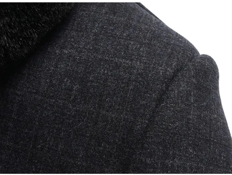 Men Casual Cashmere Slim Trench Coat