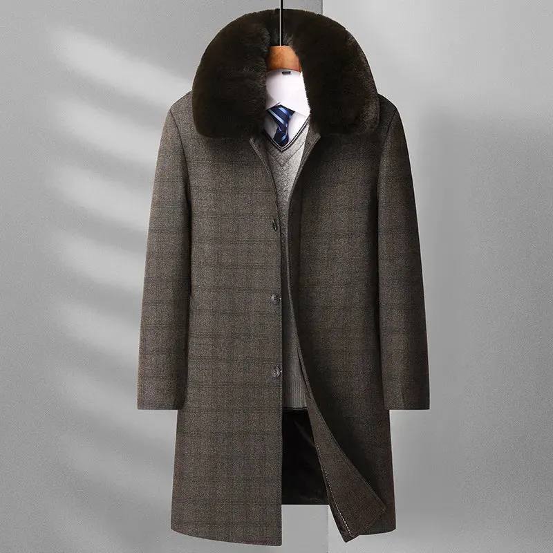 Men Casual Cashmere Slim Trench Coat