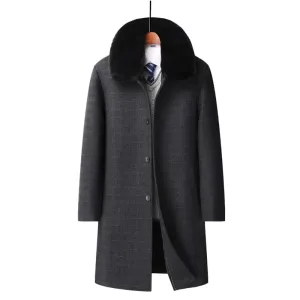 Men Casual Cashmere Slim Trench Coat