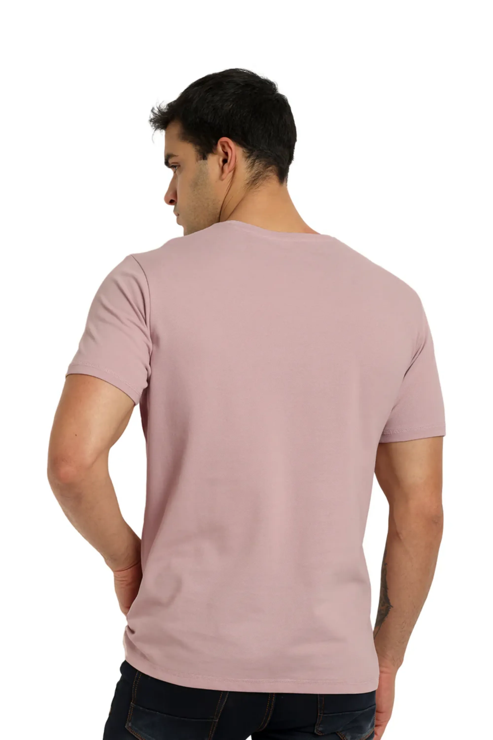 Men Dusk Pink Round Neck T-Shirt