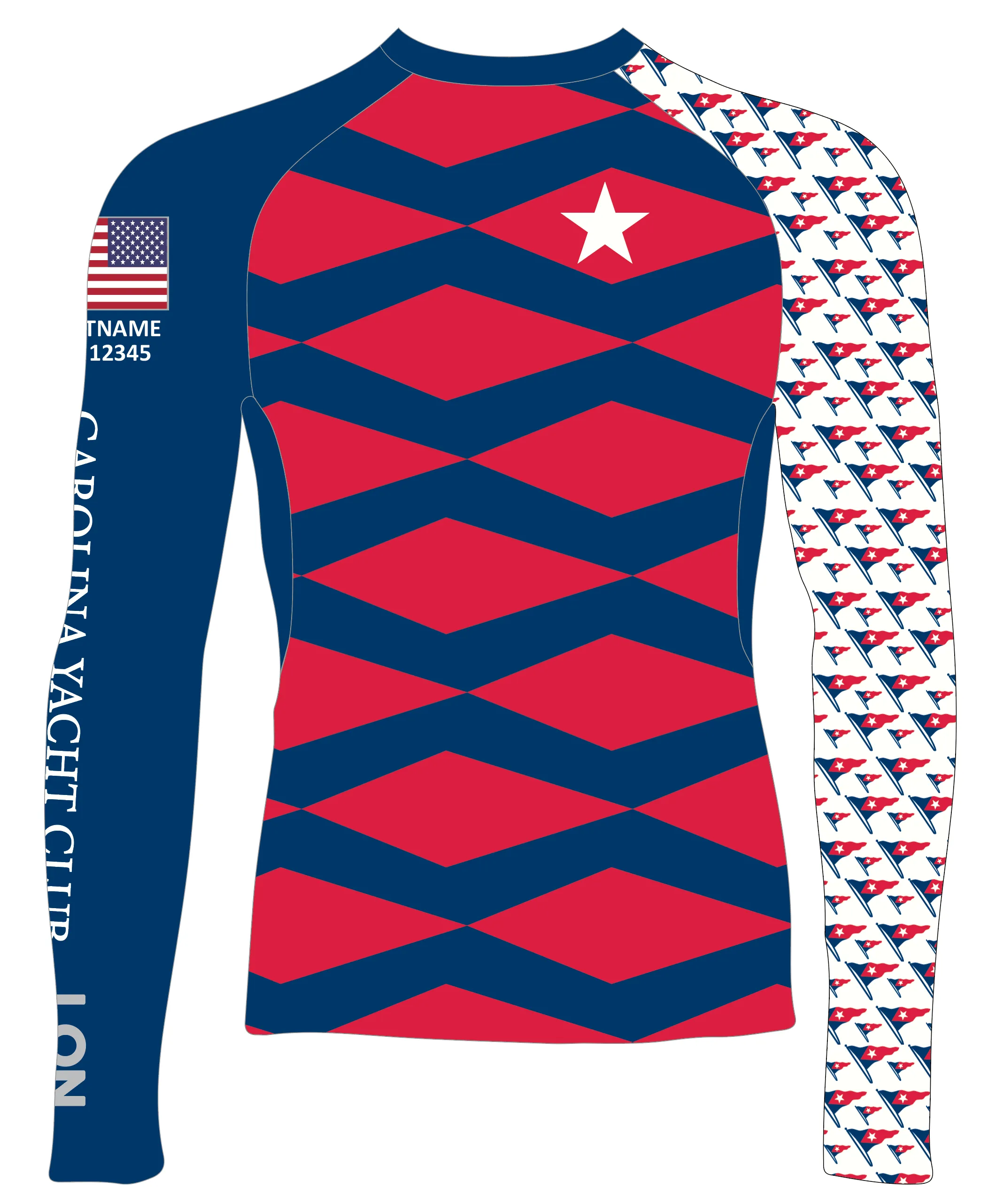 MEN T SHIRT TOP LOOSE FIT RED | CAROLINA YACHT CLUB | PSNLZ'D