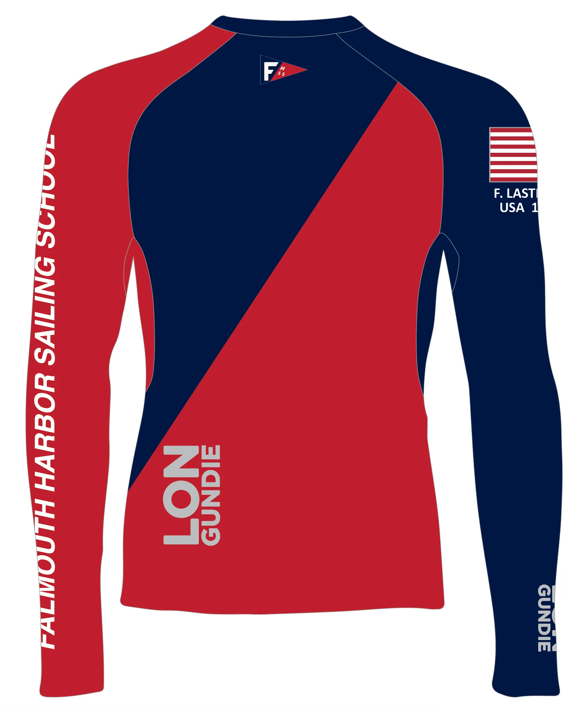 MEN TECH-TEE TOP LONG SLEEVE RED | FALMOUTH HARBOR SAILING SCHOOL | PSNLZ'D