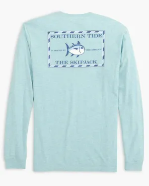 MENS LONG SLEEVE HEATHERED ORIGINAL SKIPJACK TEE - WAKE BLUE