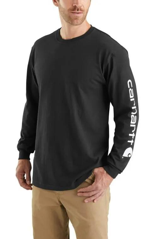 Men's Loose Fit Heavyweight Long-Sleeve Logo Sleeve Graphic T-Shirt
