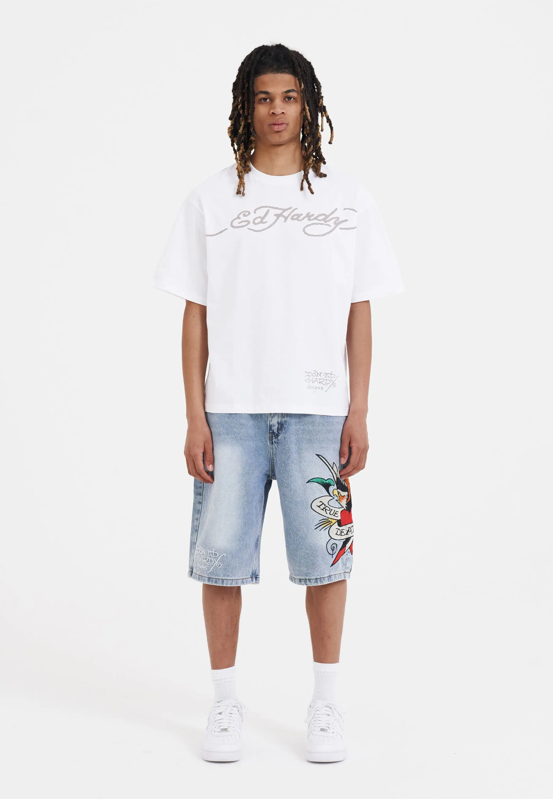 Mens Skull-Flame T-Shirt - White