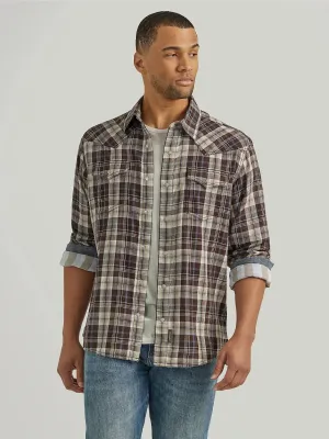 Men's Wrangler Retro Premium Chocolate Plaid Snap Shirt