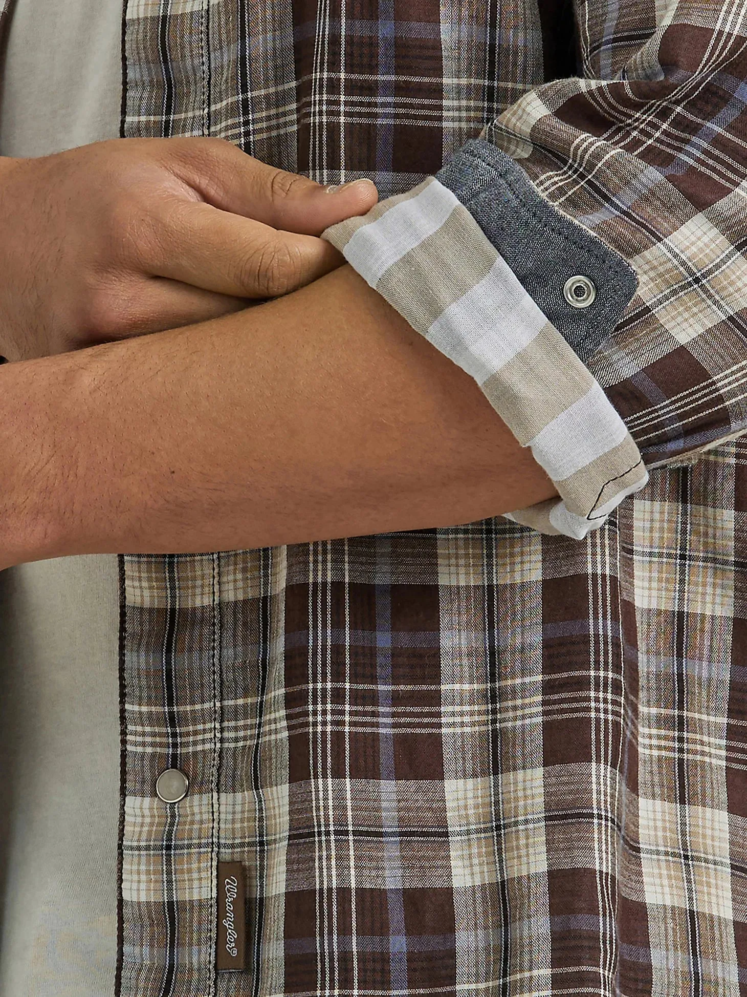 Men's Wrangler Retro Premium Chocolate Plaid Snap Shirt