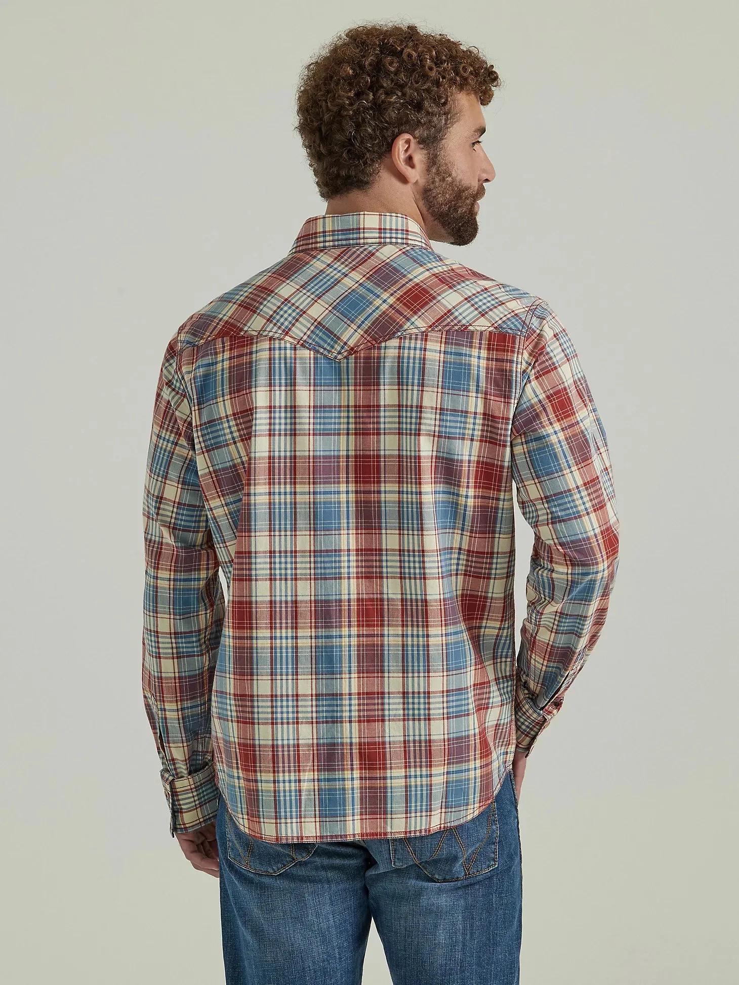 Men's Wrangler Retro® Premium Long Sleeve Western Snap Plaid Shirt in America