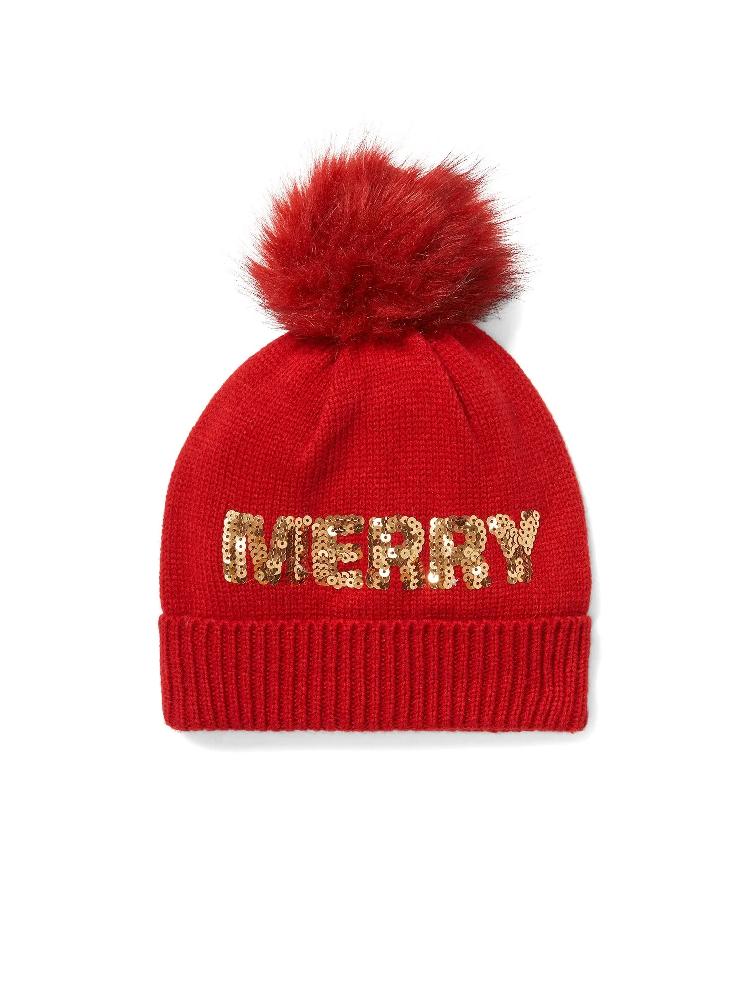 Merry Sequin Pom-Pom Beanie Hat
