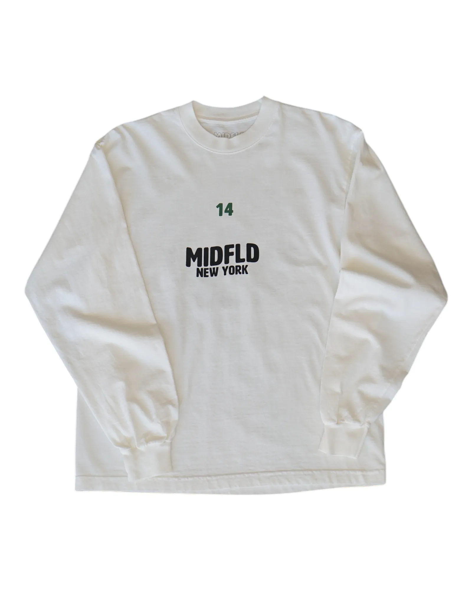 MIDFLD Right Here Long Sleeve Crewneck T-Shirt - Off White