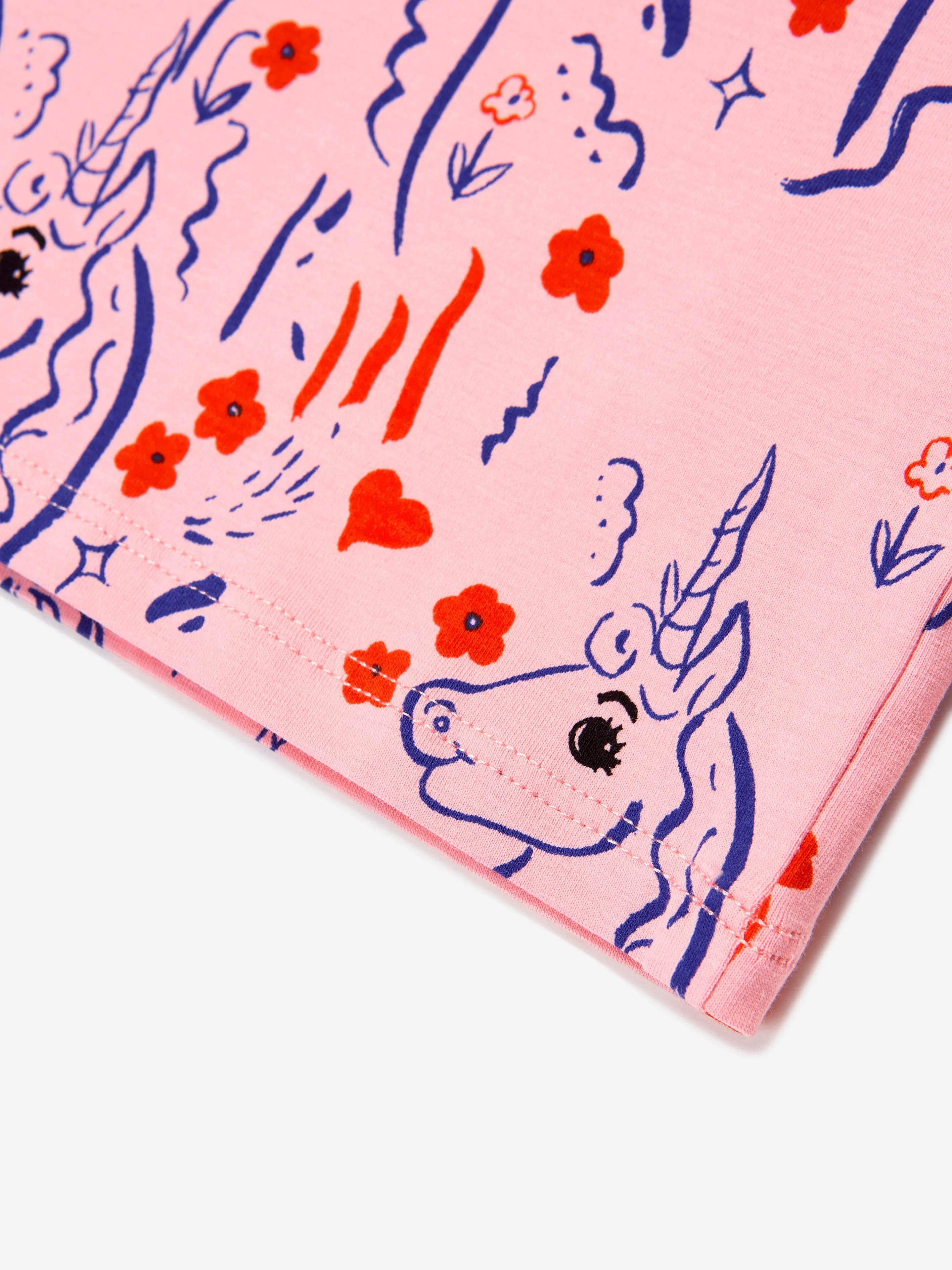 Mini Rodini Girls Organic Cotton Unicorns Long Sleeve T-Shirt in Pink