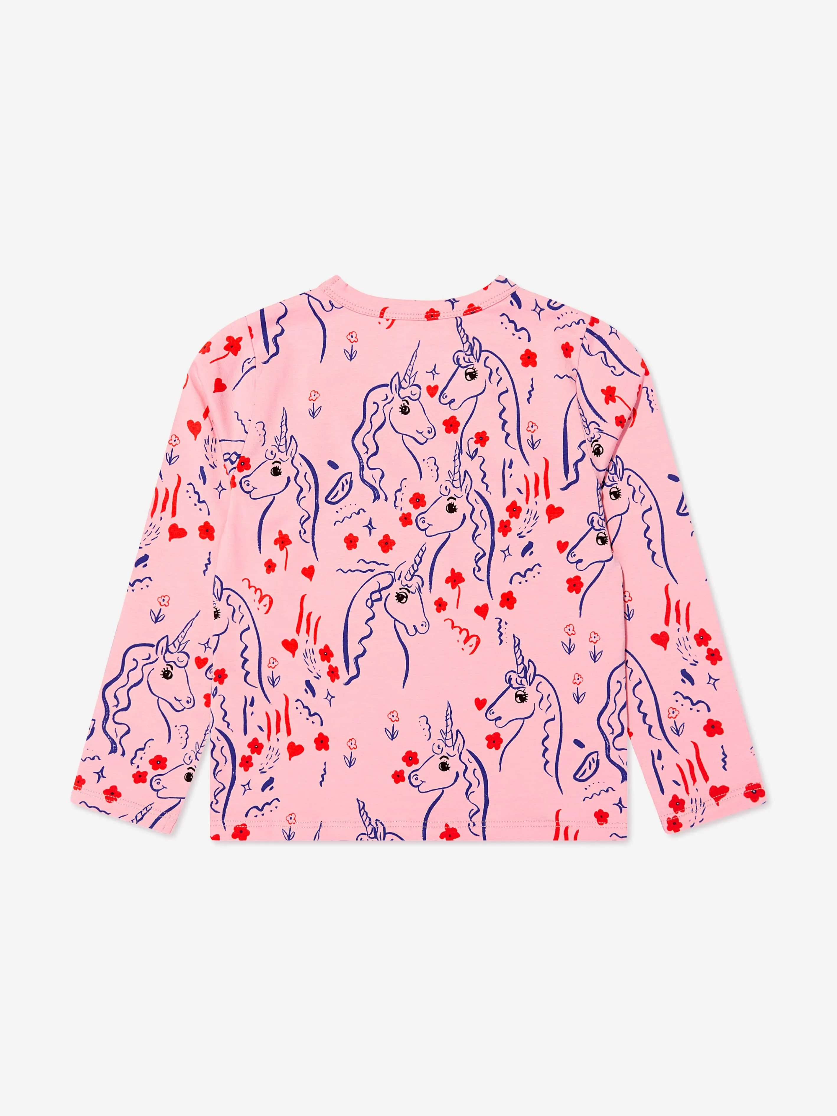 Mini Rodini Girls Organic Cotton Unicorns Long Sleeve T-Shirt in Pink