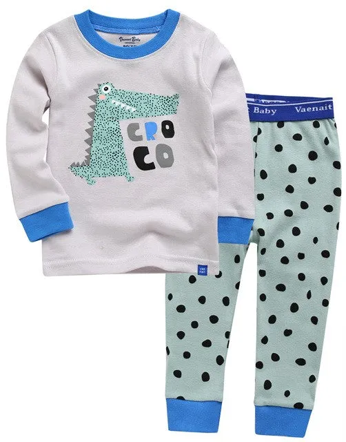 Mint Croco Long Sleeve Pajama