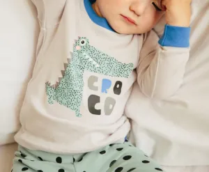 Mint Croco Long Sleeve Pajama