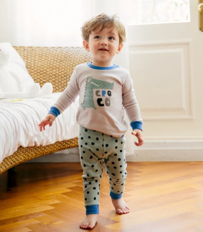 Mint Croco Long Sleeve Pajama