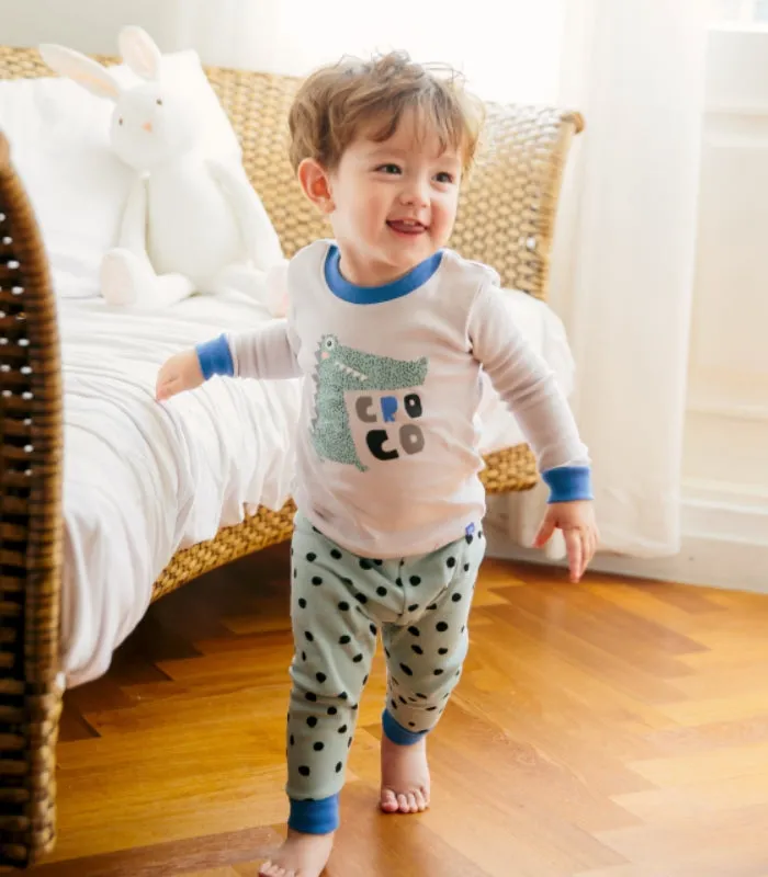 Mint Croco Long Sleeve Pajama