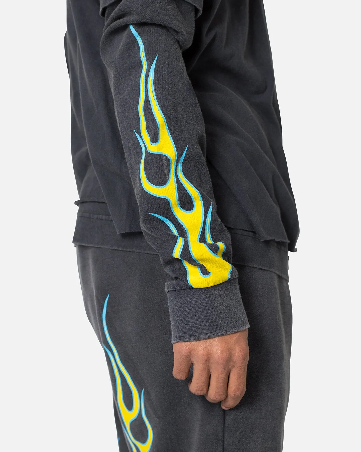 MNML Flame Double Layer Long Sleeve T-Shirt Black