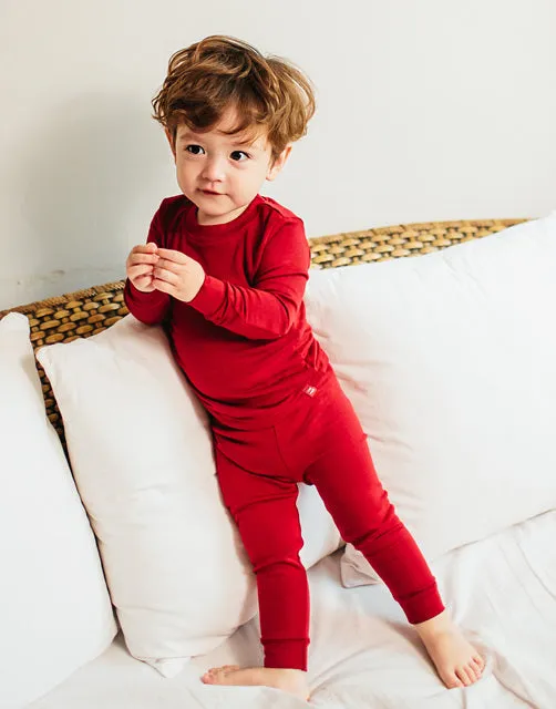 Modal Long Sleeve Pajama (Light Red/Dark Red)
