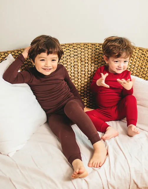 Modal Long Sleeve Pajama (Light Red/Dark Red)
