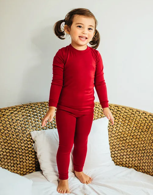 Modal Long Sleeve Pajama (Light Red/Dark Red)