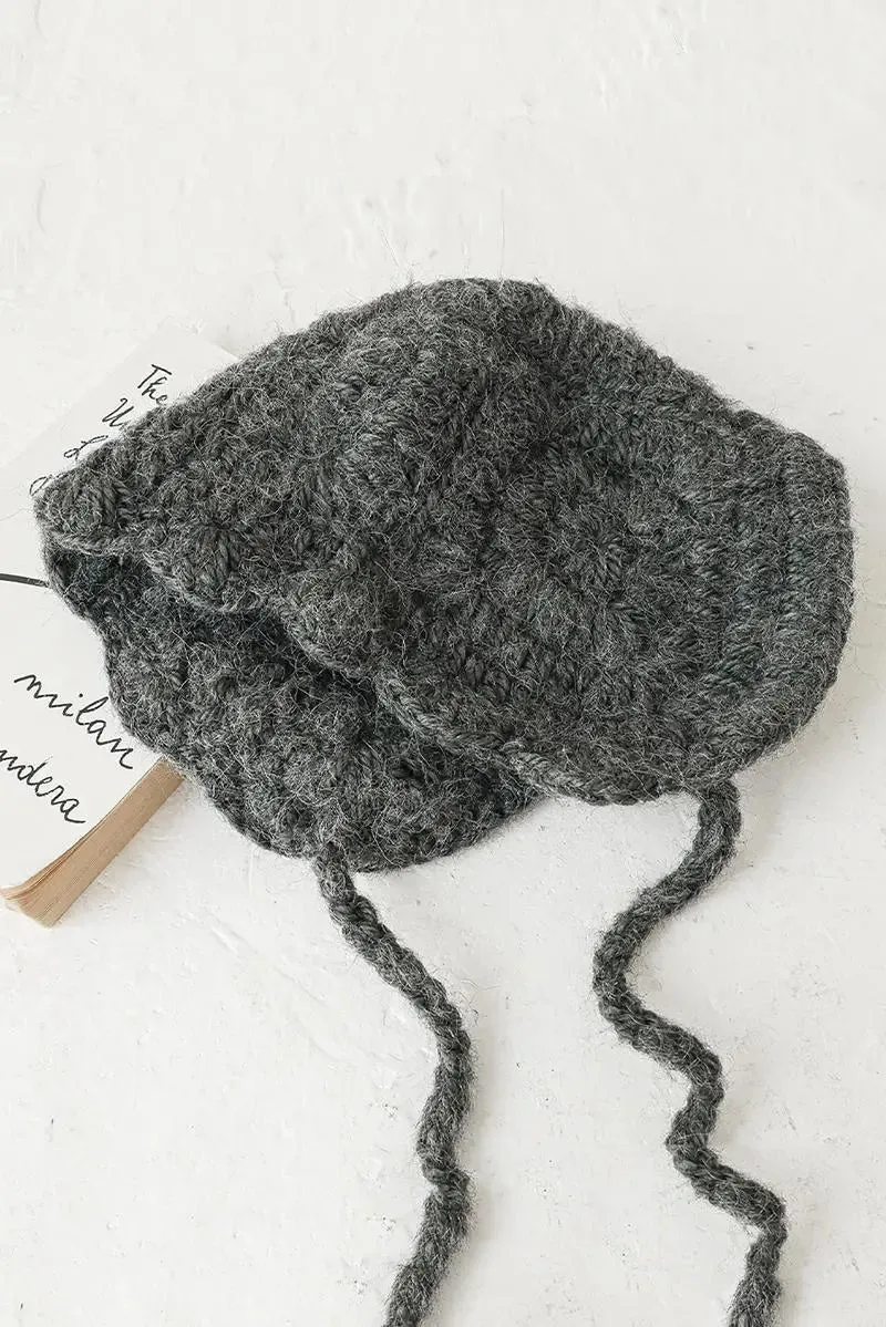 Mohair & Wool Blend Crochet Earflap Beanie