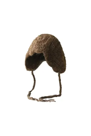 Mohair & Wool Blend Crochet Earflap Beanie
