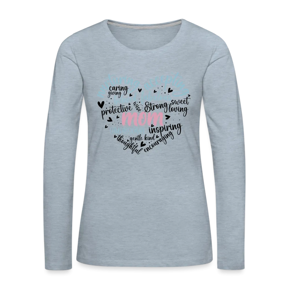 Mom Word Art Heart Women's Premium Long Sleeve T-Shirt