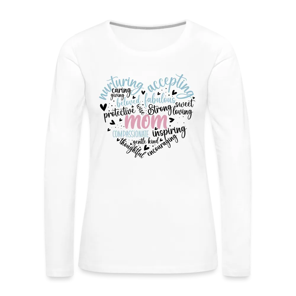 Mom Word Art Heart Women's Premium Long Sleeve T-Shirt