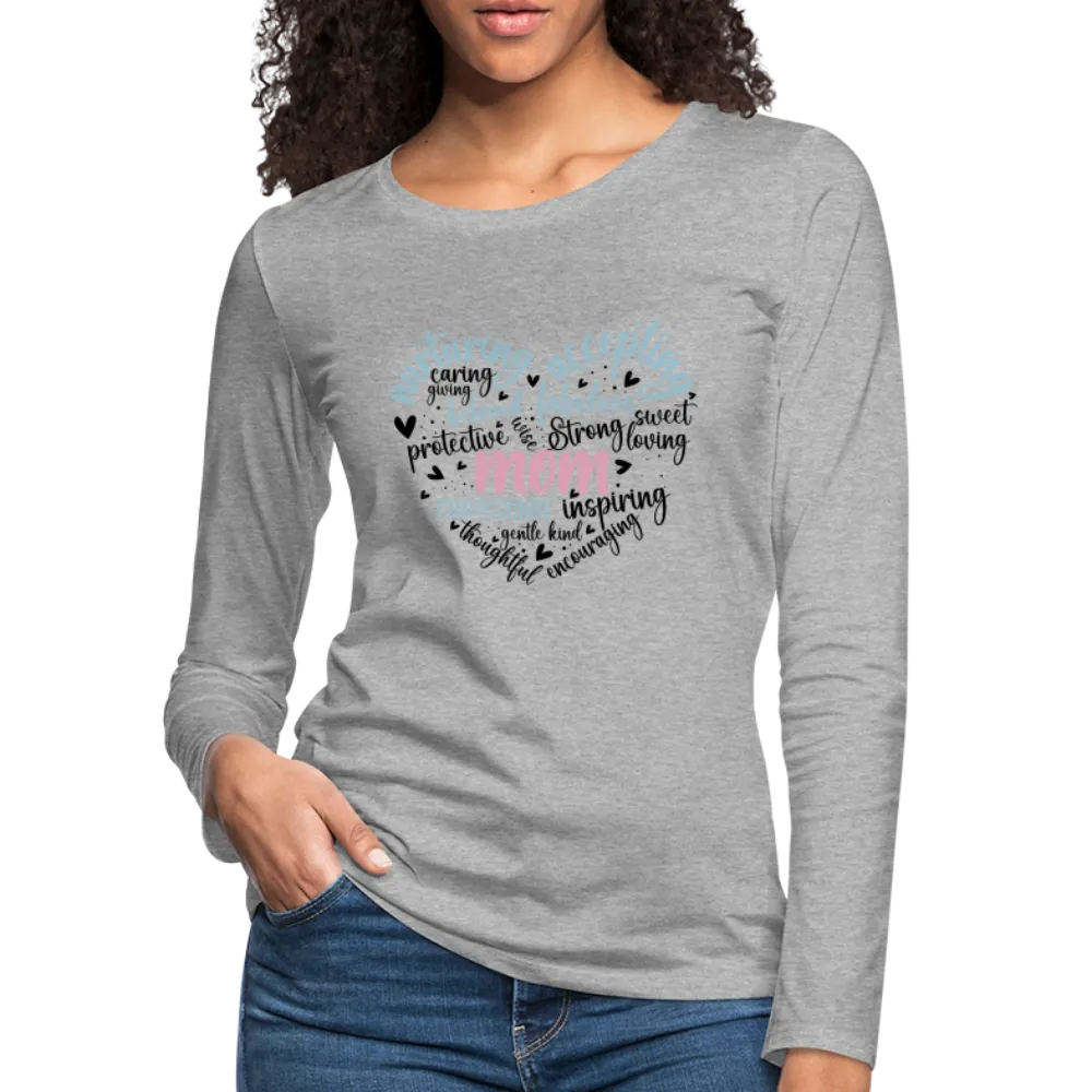 Mom Word Art Heart Women's Premium Long Sleeve T-Shirt
