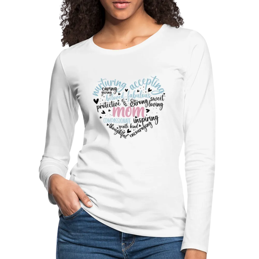 Mom Word Art Heart Women's Premium Long Sleeve T-Shirt