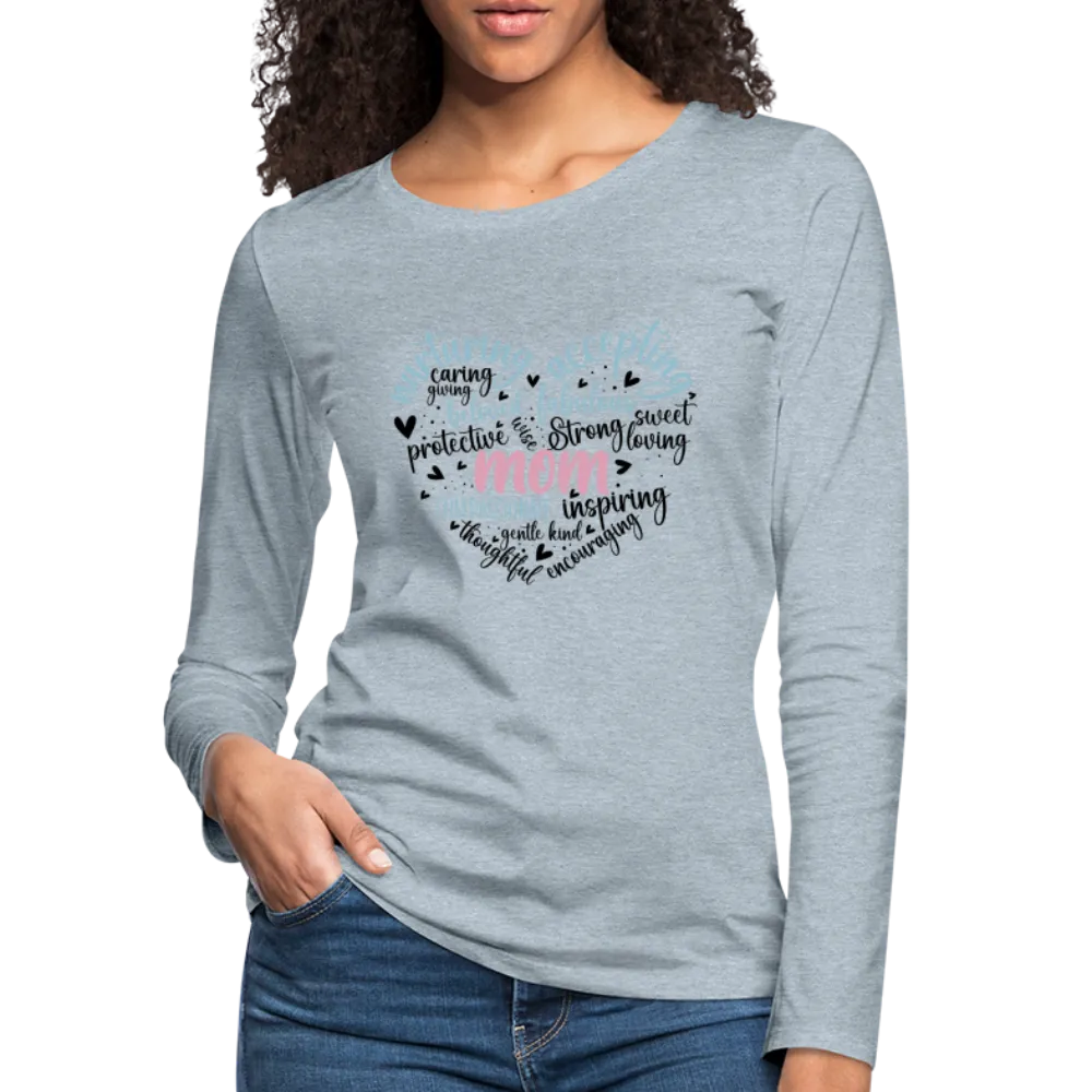 Mom Word Art Heart Women's Premium Long Sleeve T-Shirt