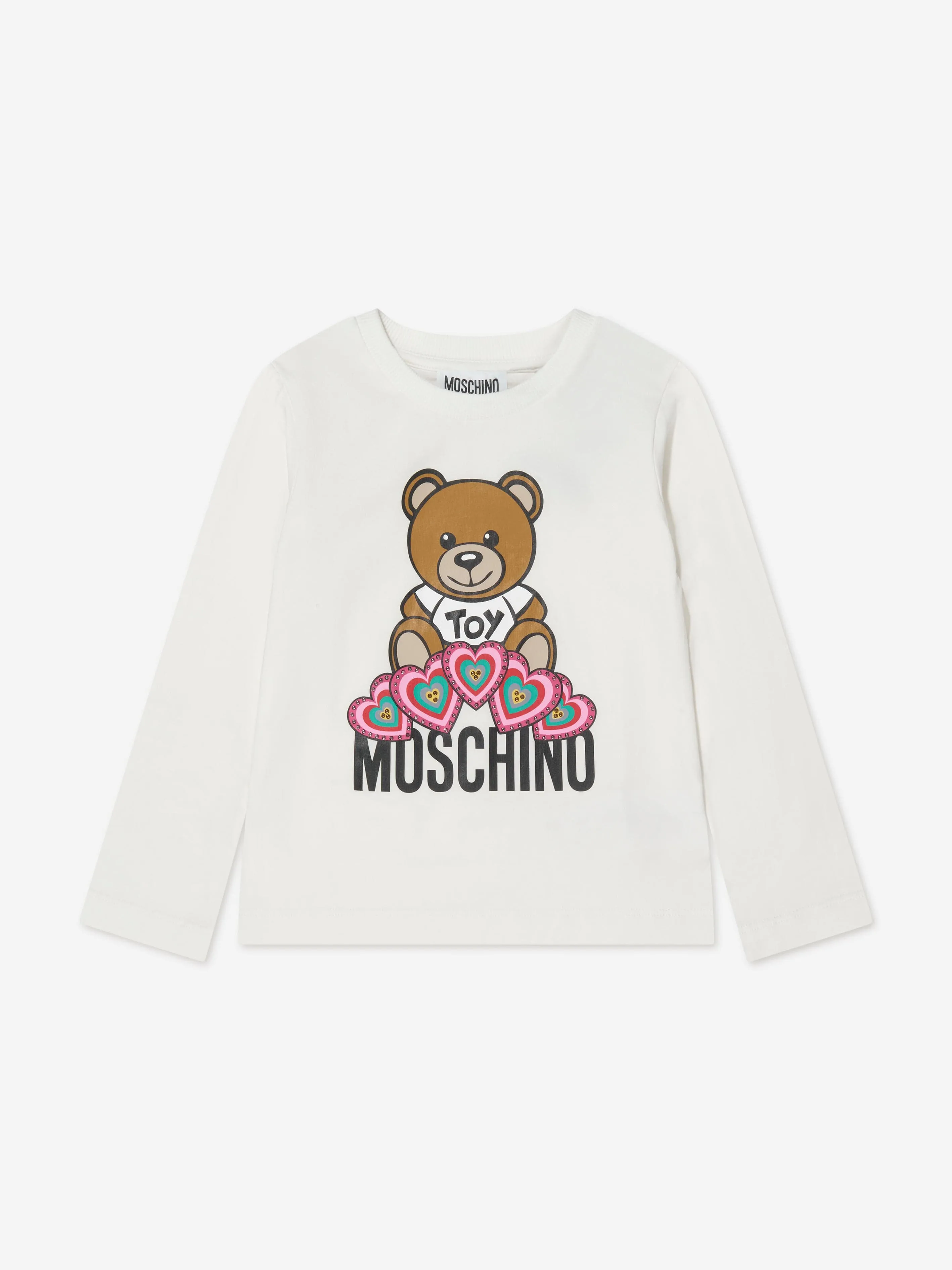 Moschino Girls Long Sleeve Bear Hearts T-Shirt