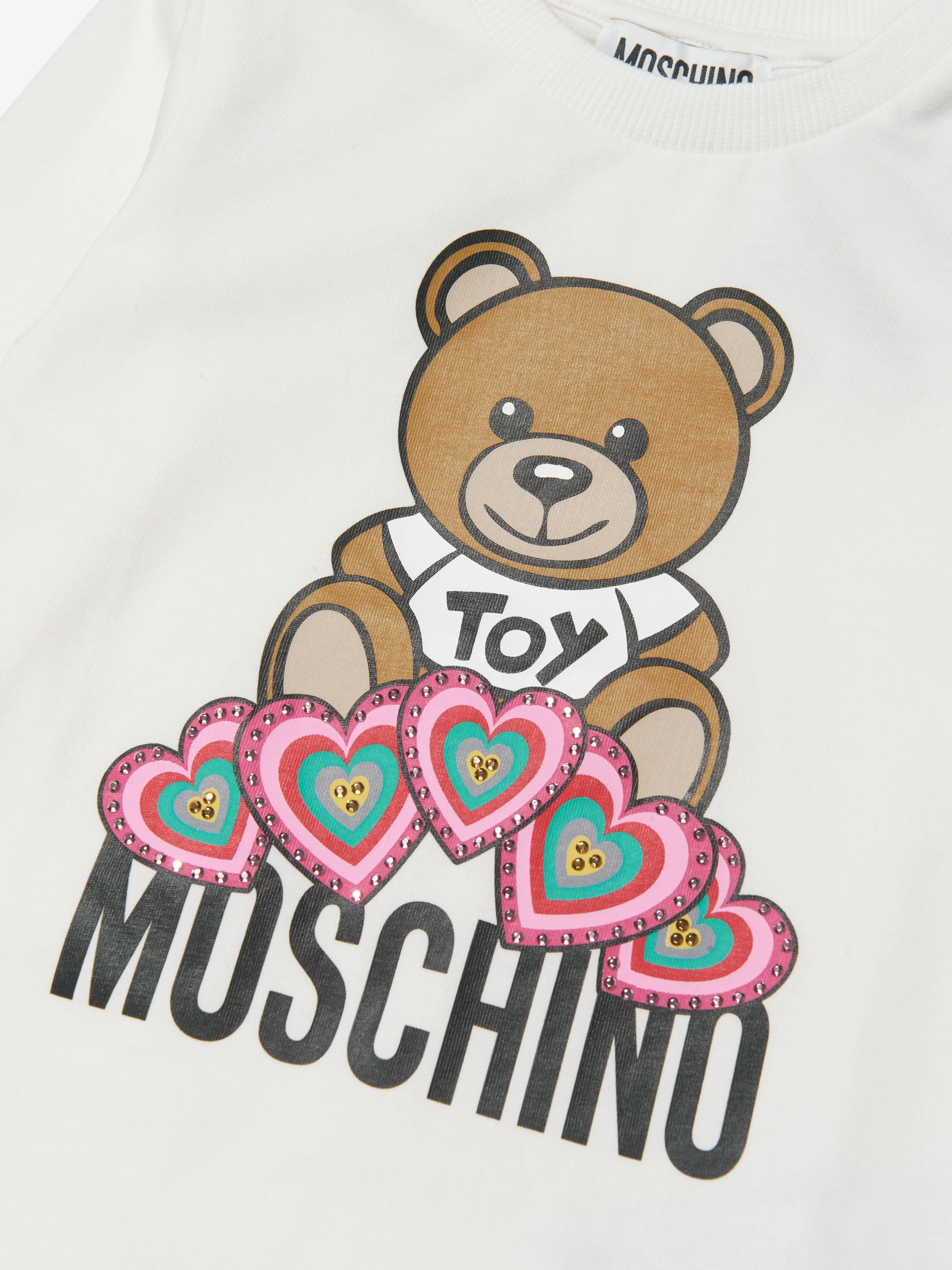 Moschino Girls Long Sleeve Bear Hearts T-Shirt